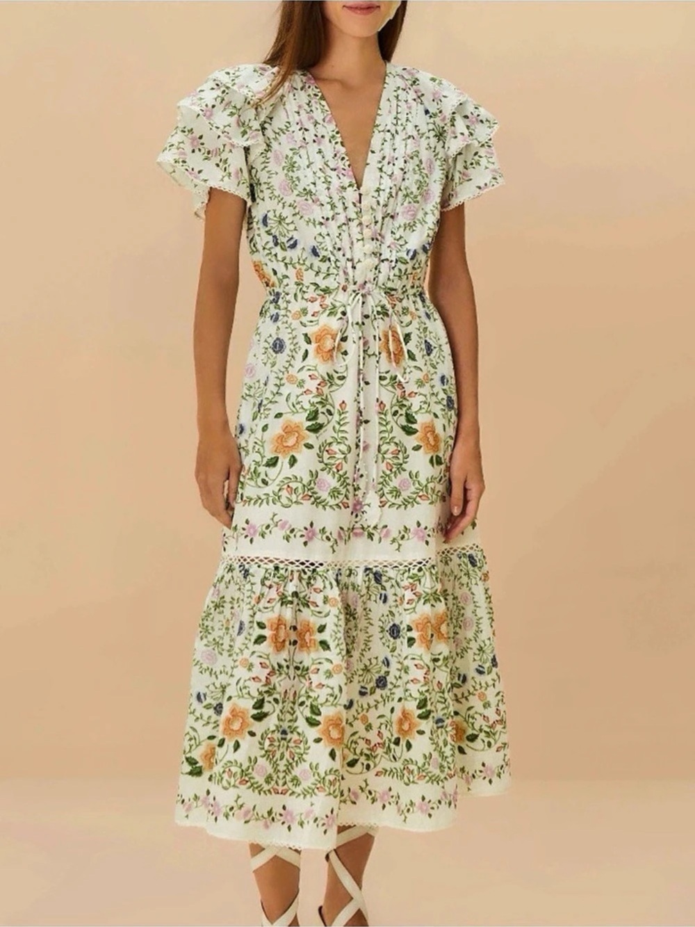 FARM Rio Folk Floral Midi Dress